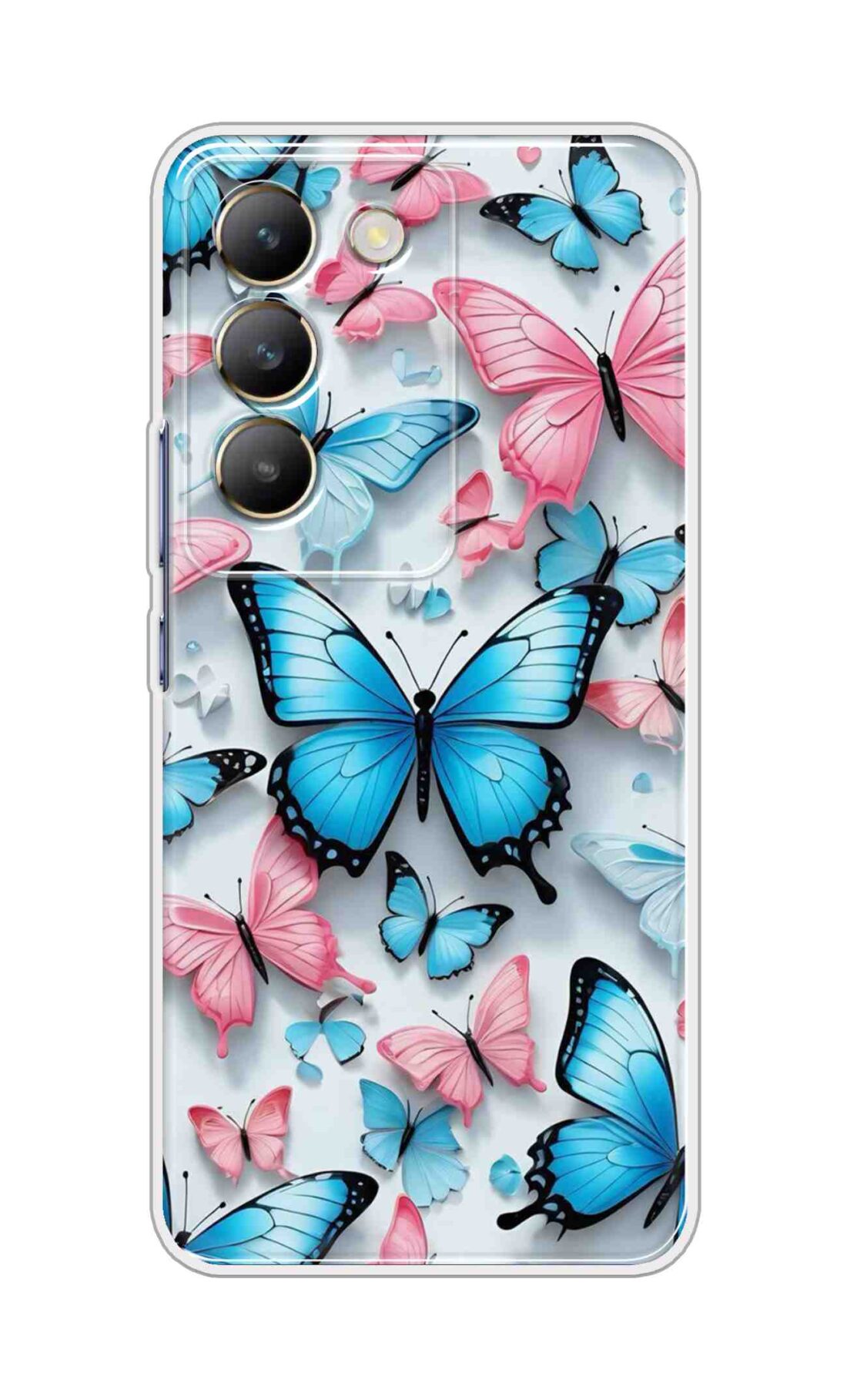 Coberta Back Cover For Realme 14x 5G Back Cover Stylish Case - Blue and Pink Butterflyes Design D16568