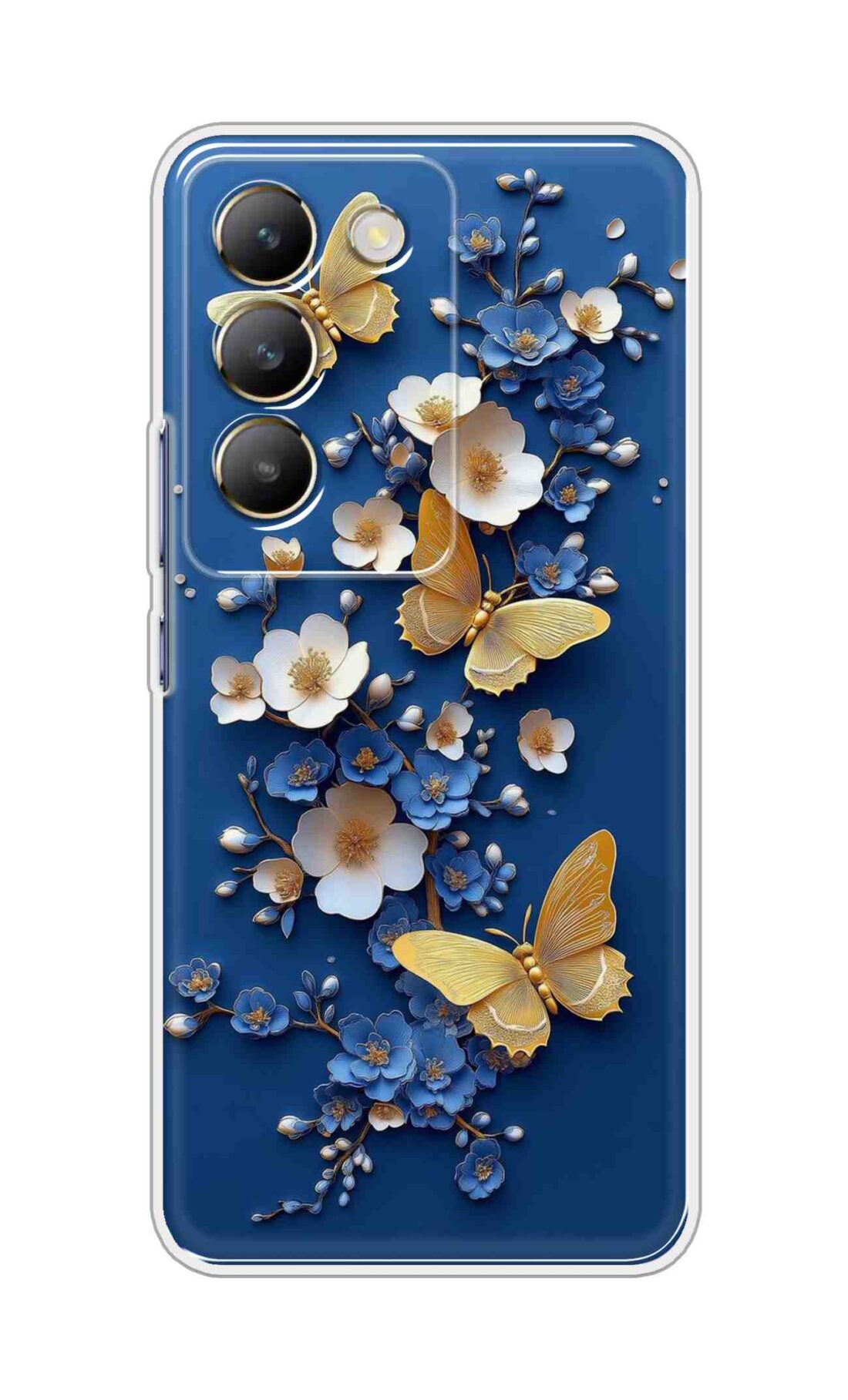 Coberta Back Cover For Realme 14x 5G Back Cover Stylish Case - Butterflyes and Flowers in Blue Design D16580