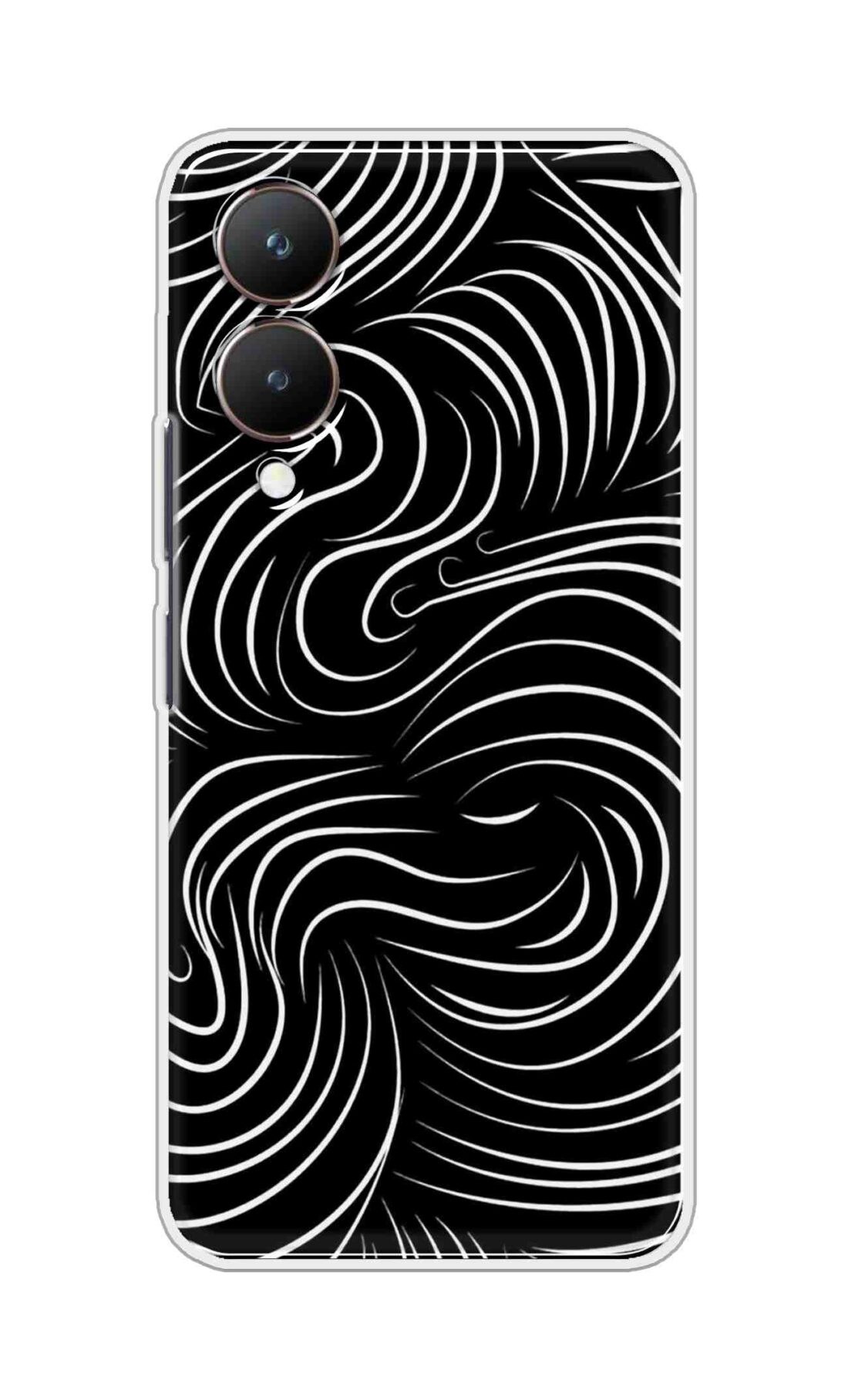 Coberta Back Cover For Vivo Y28 5G Back Cover Stylish Case - White Curves Design D16552