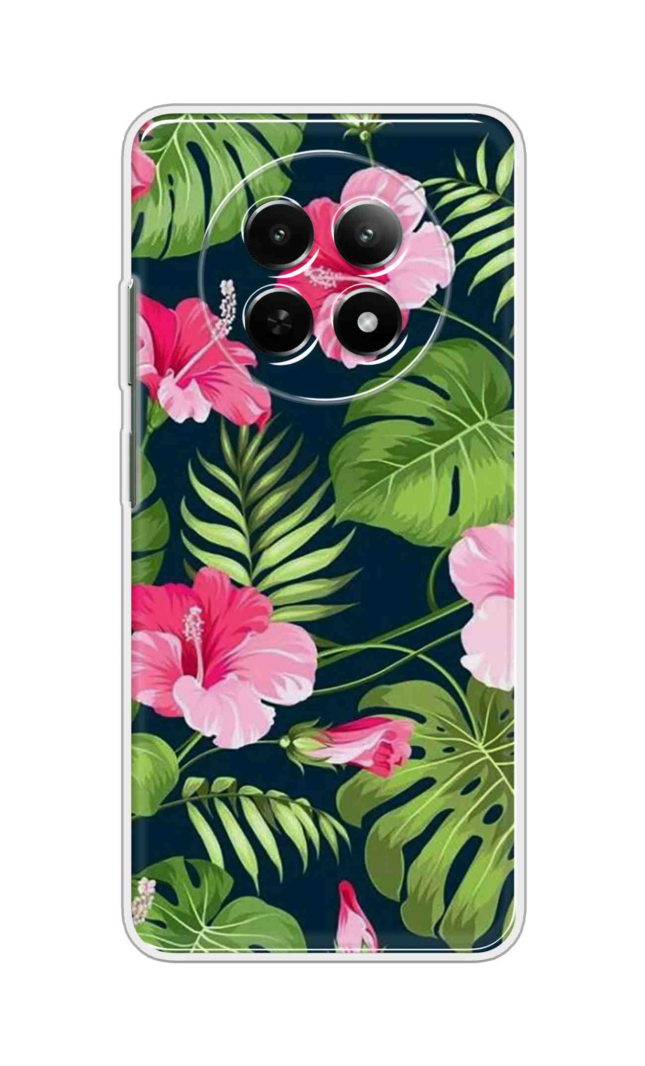 Printed TPU Back Cover For Realme 14 Pro Lite 5G - Green Leaves Flowers Design D12286