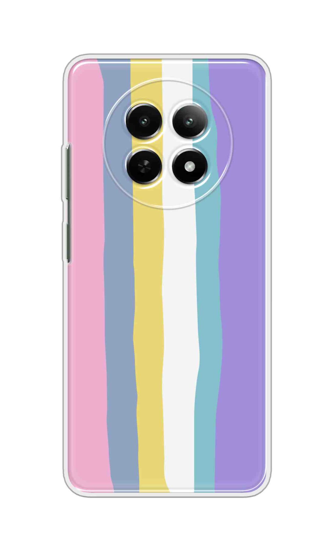 Printed TPU Back Cover For Realme 14 Pro Lite 5G - Pink Blue Yellow White Purple Vertical Stripes D13203