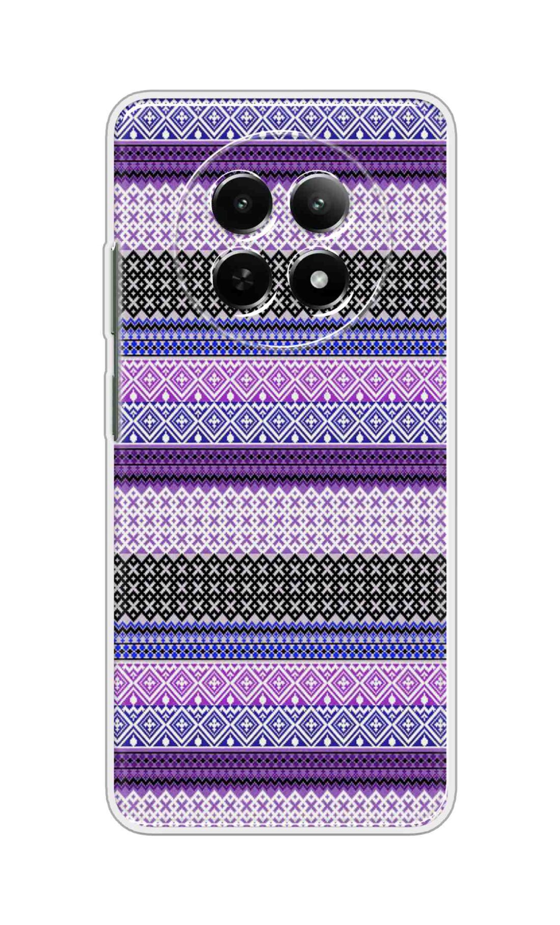 Printed TPU Back Cover For Realme 14 Pro Lite 5G - Aesthetic Tribal Purple Stripes Pattern D13733