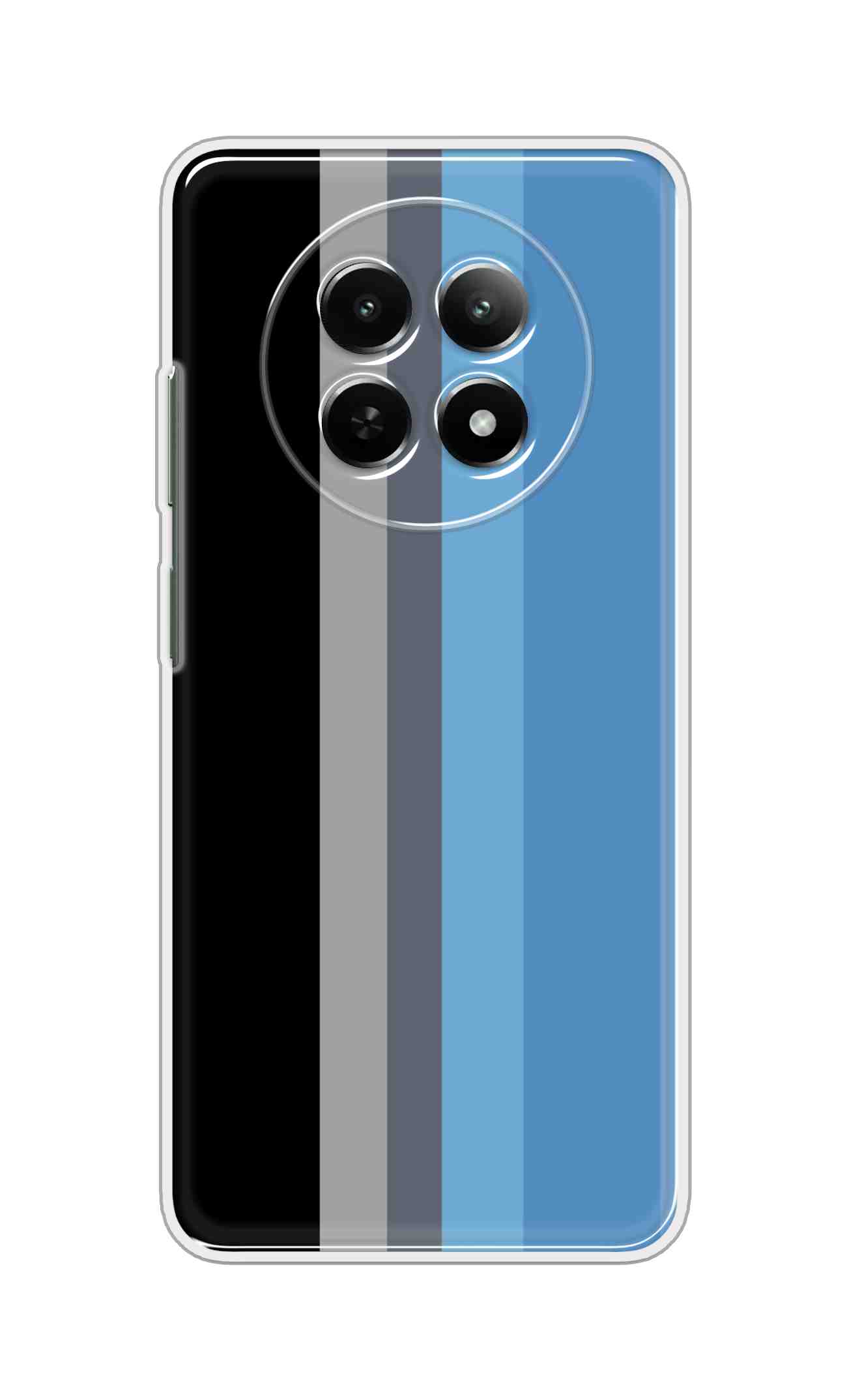 Printed TPU Back Cover For Realme 14 Pro Lite 5G - Black Blue Gray Stripes D14888