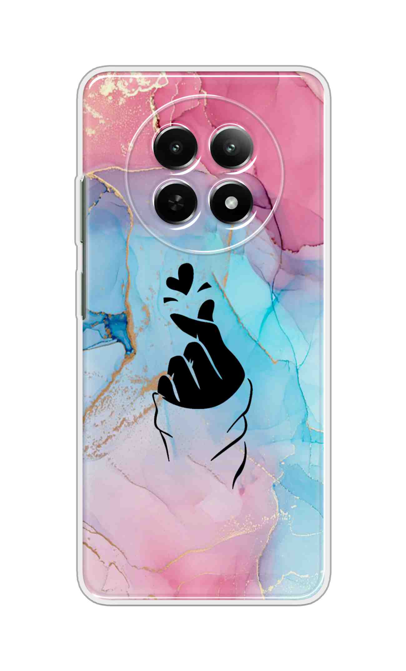 Printed TPU Back Cover For Realme 14 Pro Lite 5G - korean Heart on New Colourful Marble D14910