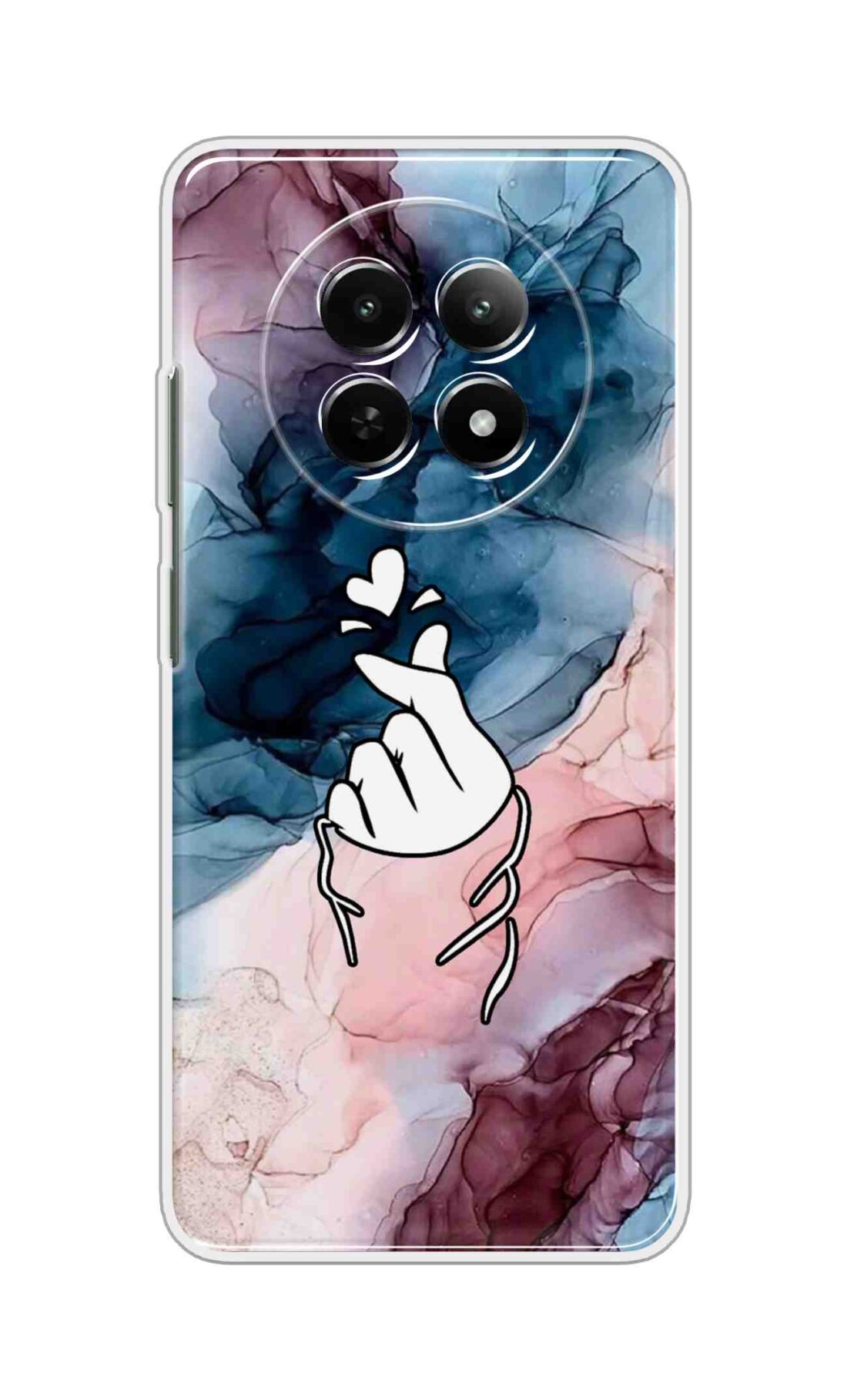 Printed TPU Back Cover For Realme 14 Pro Lite 5G - korean Heart on Colourful Marble D14914