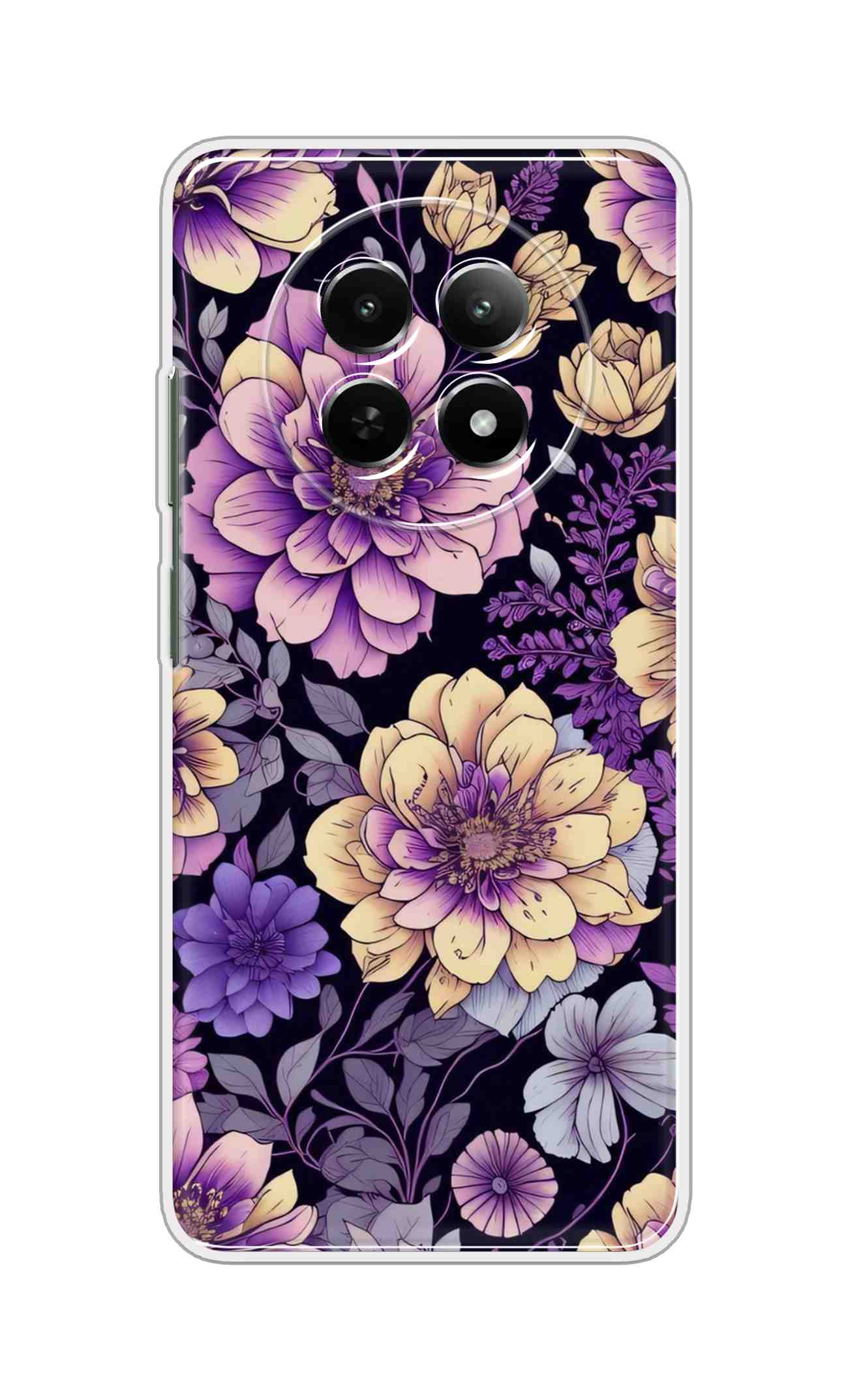 Printed TPU Back Cover For Realme 14 Pro Lite 5G - Purple and Yellow Rose D16263