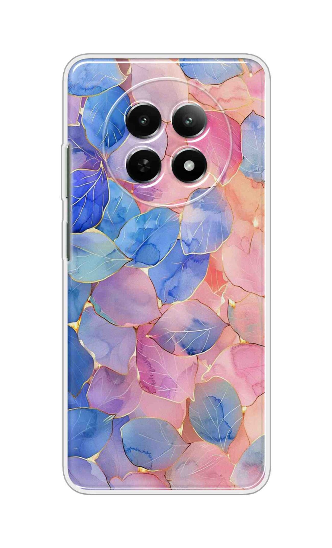 Printed TPU Back Cover For Realme 14 Pro Lite 5G - Blue Orange Small Leafs D16491