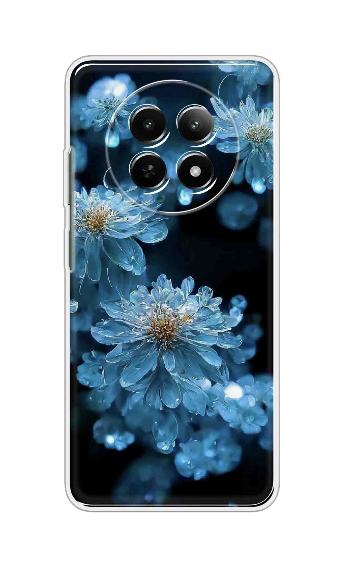 Printed TPU Back Cover For Realme 14 Pro Lite 5G - Blue Iced Flowers D16494