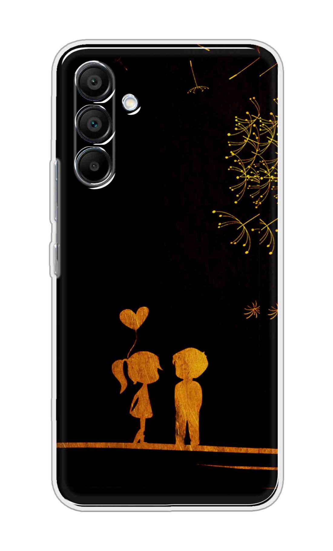Printed TPU Back Cover For Samsung Galaxy M16 5G - Girl Boy Gift Love on Black Background D11017