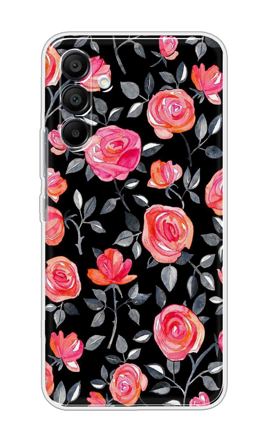 Printed TPU Back Cover For Samsung Galaxy M16 5G - Multicolor Beautiful Black Floral D11729