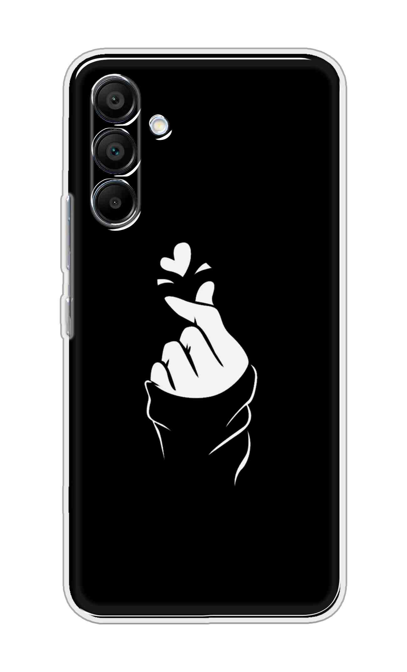 Printed TPU Back Cover For Samsung Galaxy M16 5G - Black Korean Heart Pattern D11802