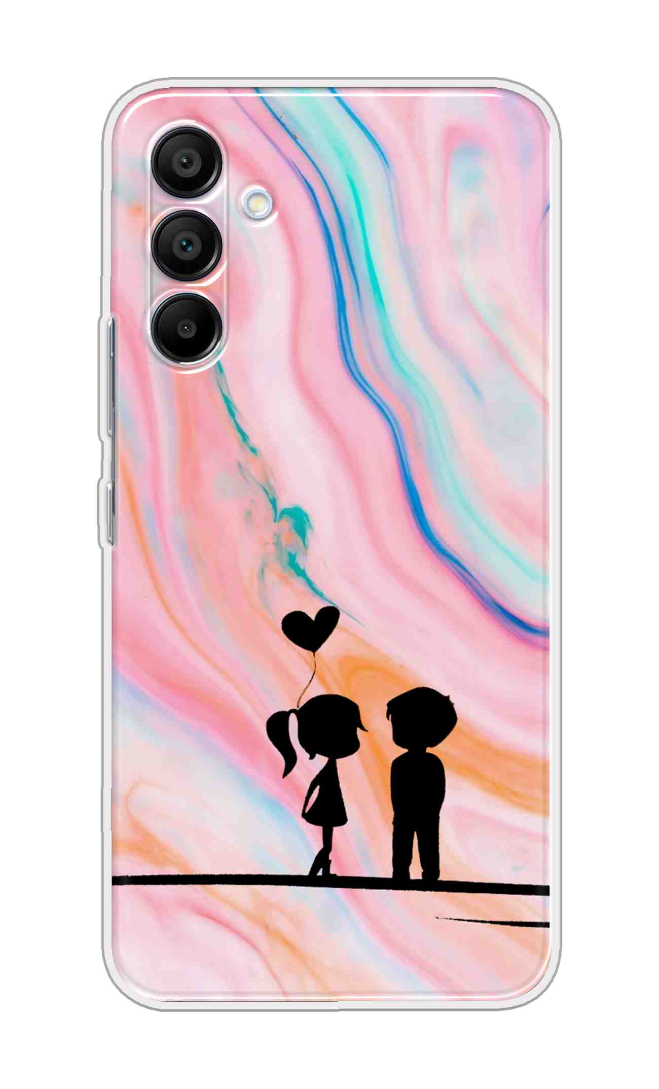 Printed TPU Back Cover For Samsung Galaxy A36 5G - Cute Girl Boy Heart in Color Marble Pattern D11900