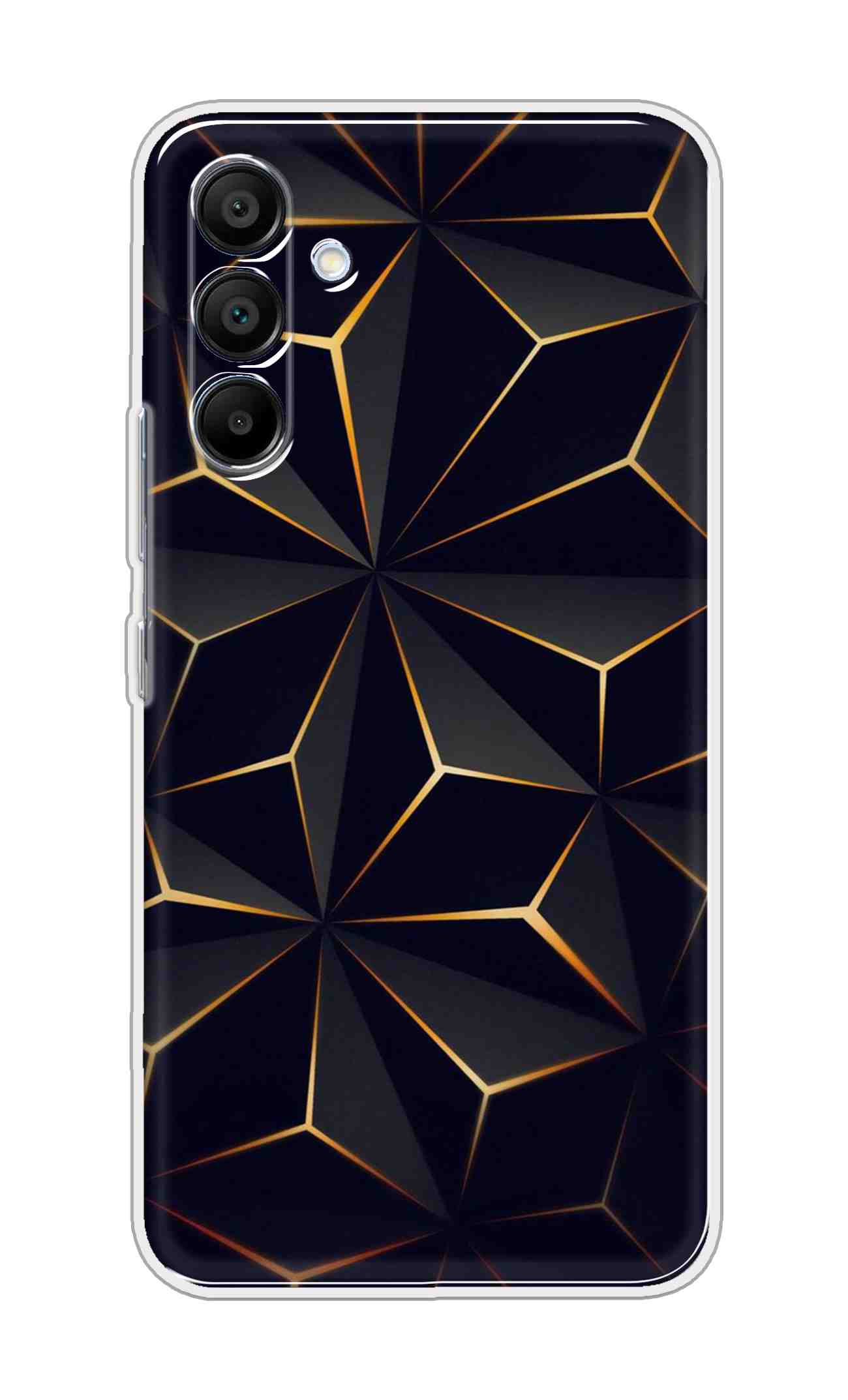 Printed TPU Back Cover For Samsung Galaxy A36 5G - Black and Golden 3D Pattern D13644