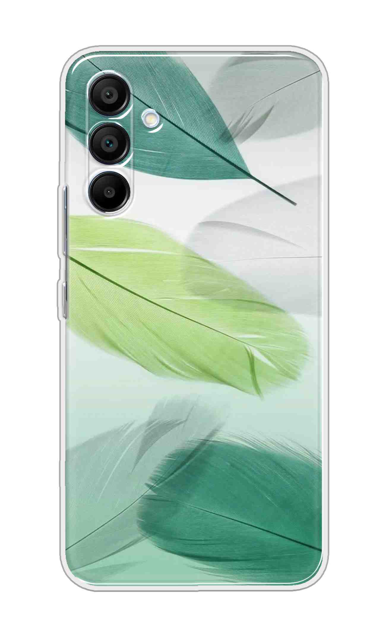 Printed TPU Back Cover For Samsung Galaxy A36 5G - Multicolor Green Feathers Pattern D13682