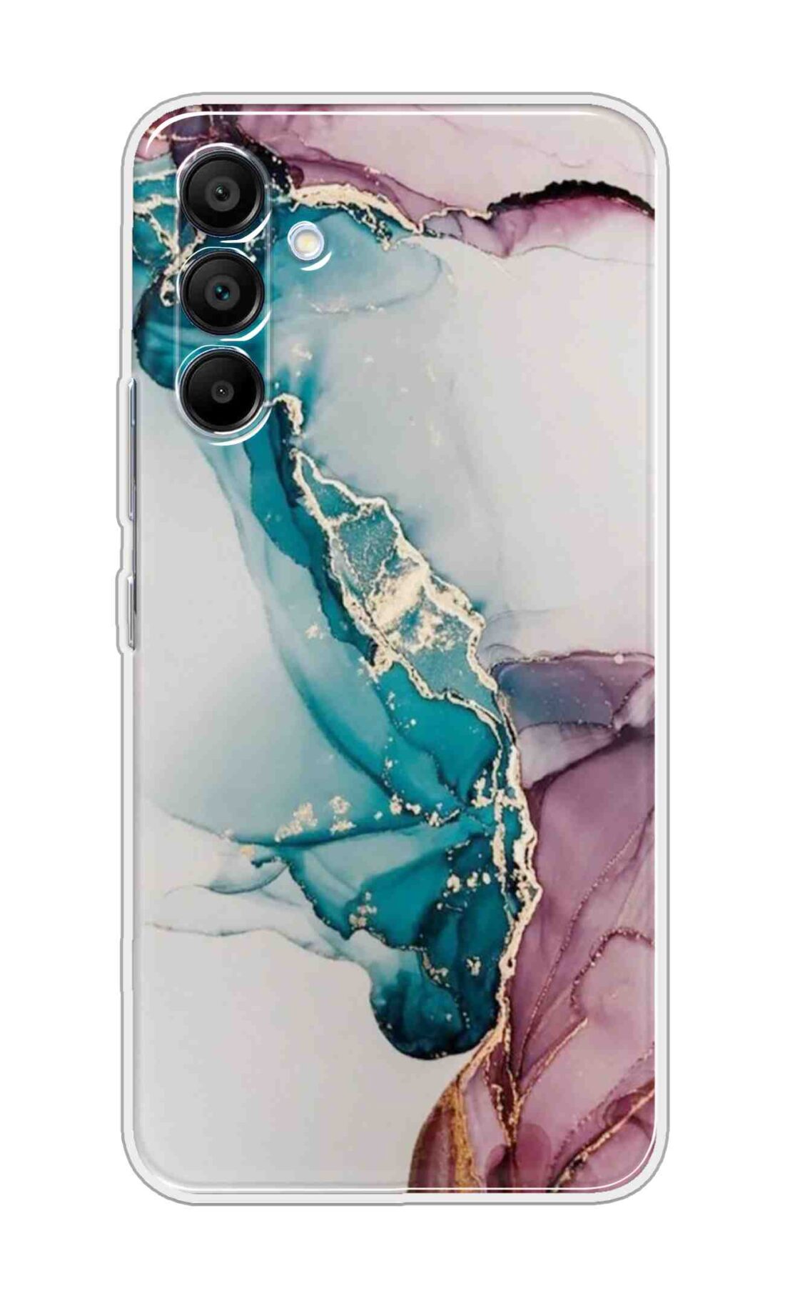 Printed TPU Back Cover For Samsung Galaxy M16 5G - Cyan Pink Marble Design D13701