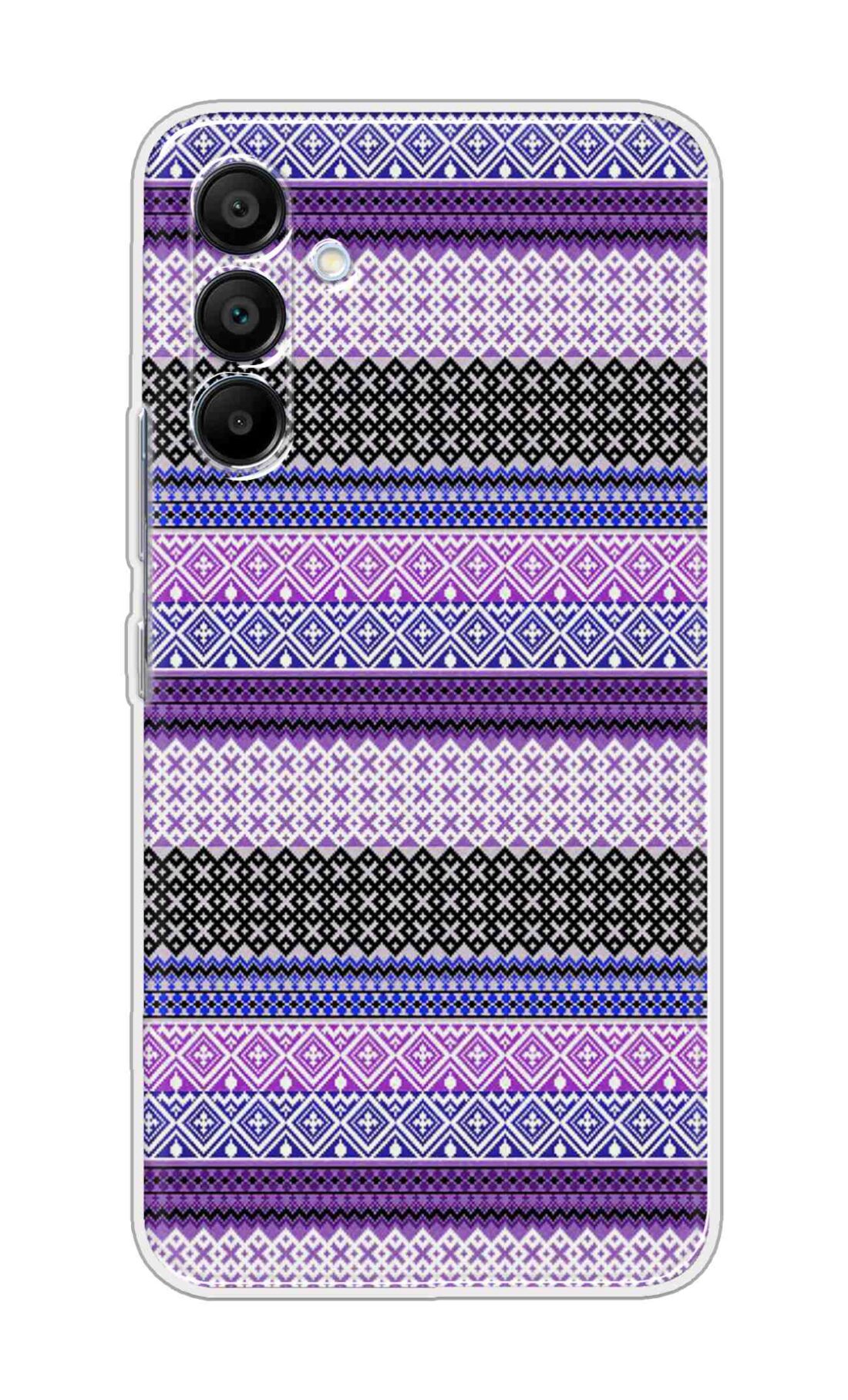 Printed TPU Back Cover For Samsung Galaxy M16 5G - Aesthetic Tribal Purple Stripes Pattern D13733