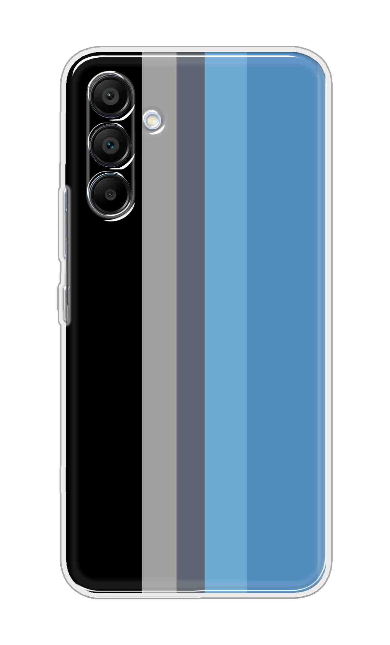 Printed TPU Back Cover For Samsung Galaxy A36 5G - Black Blue Gray Stripes D14888