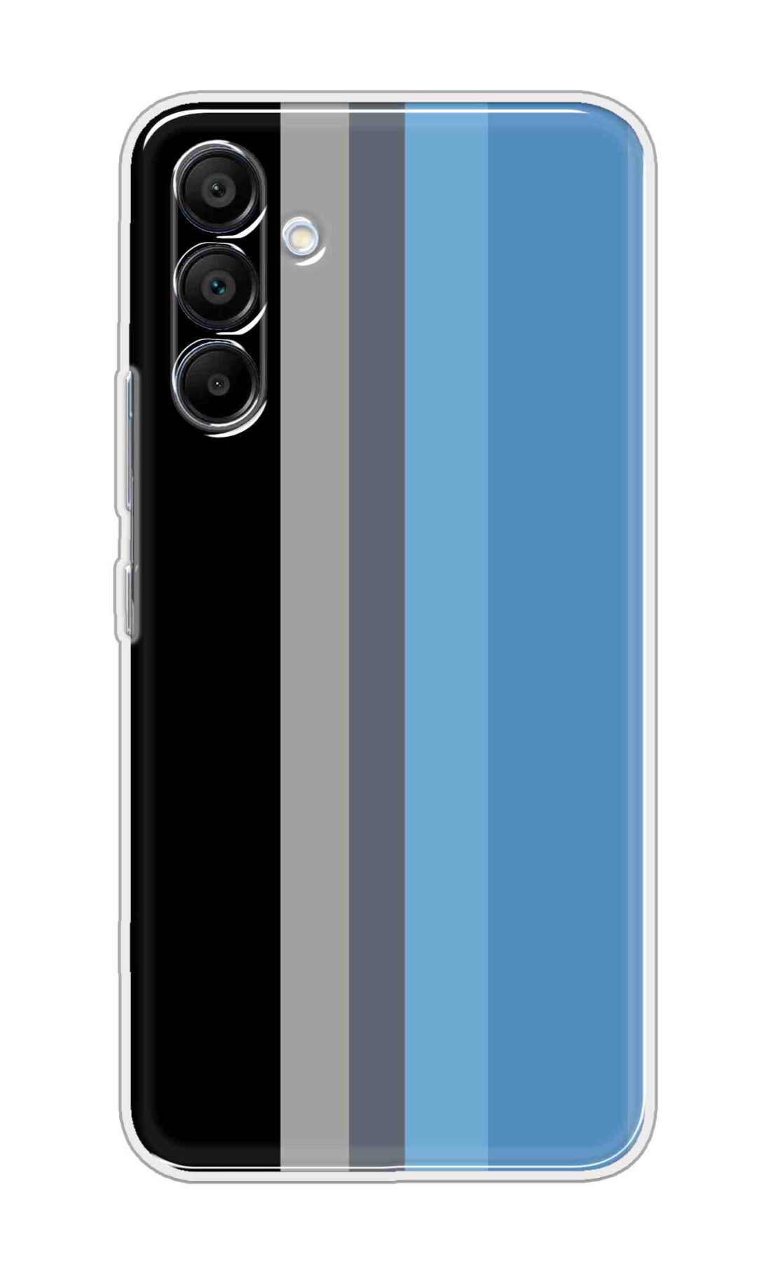 Printed TPU Back Cover For Samsung Galaxy M16 5G - Black Blue Gray Stripes D14888