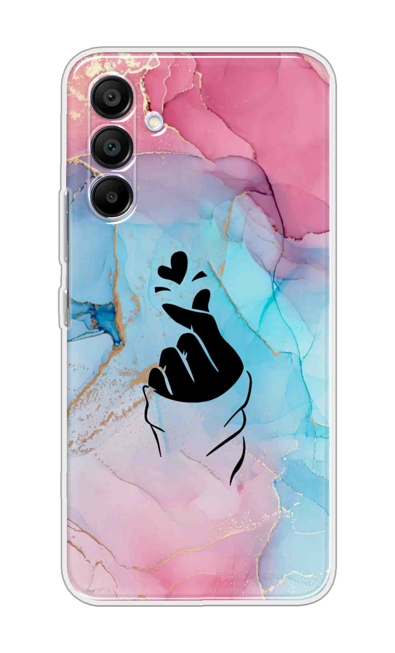 Printed TPU Back Cover For Samsung Galaxy A36 5G - korean Heart on New Colourful Marble D14910