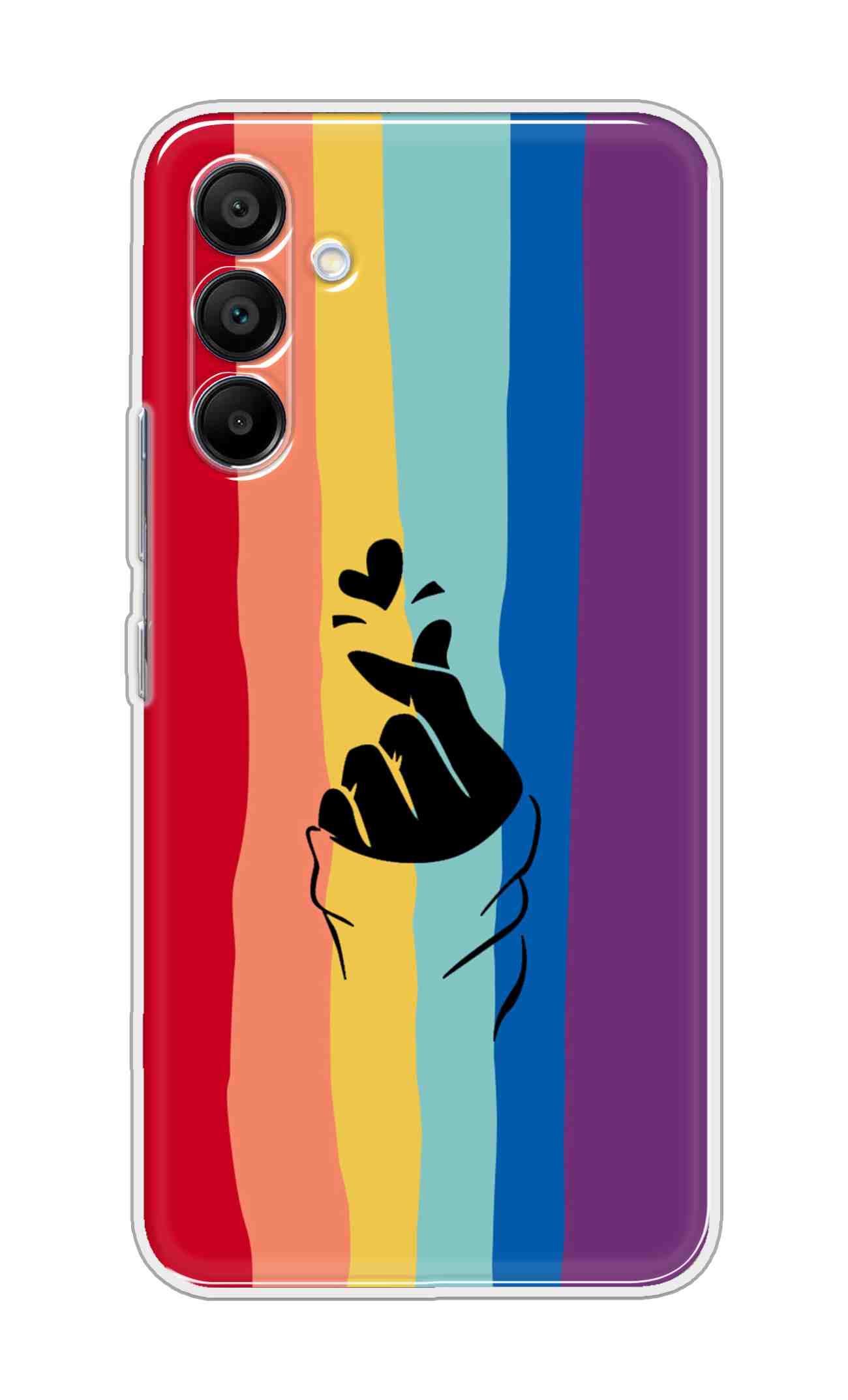 Printed TPU Back Cover For Samsung Galaxy M16 5G - korean Heart on Rainbow Design D14913