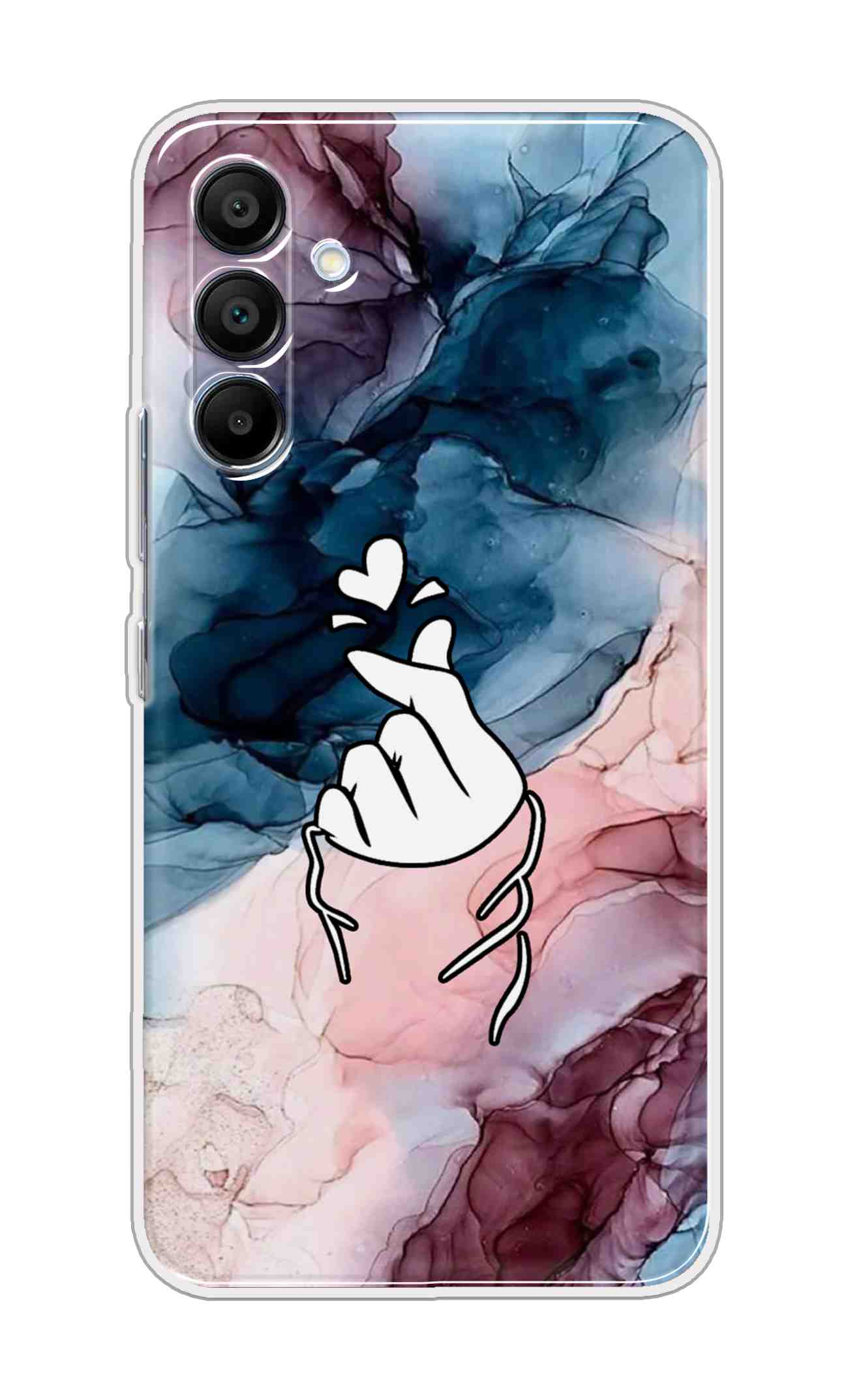 Printed TPU Back Cover For Samsung Galaxy M16 5G - korean Heart on Colourful Marble D14914