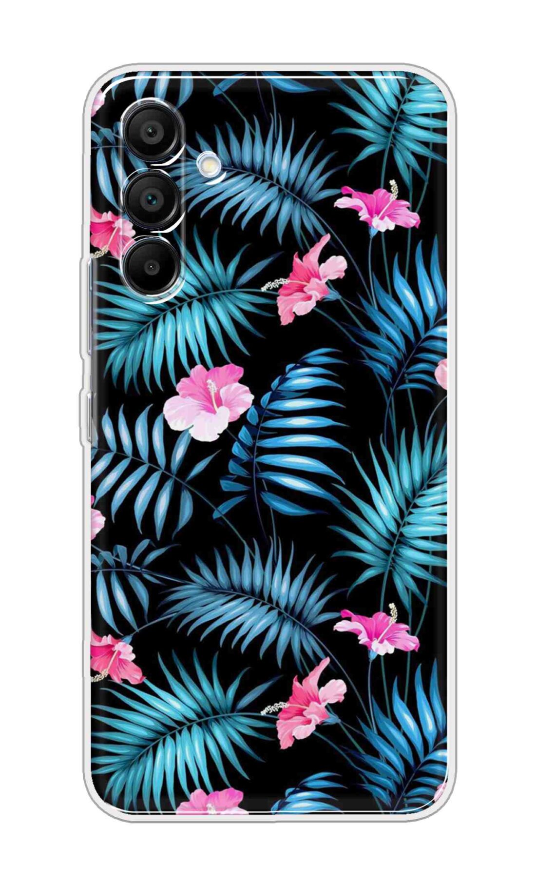 Printed TPU Back Cover For Samsung Galaxy M16 5G - Blue Black Pink Flower D14983