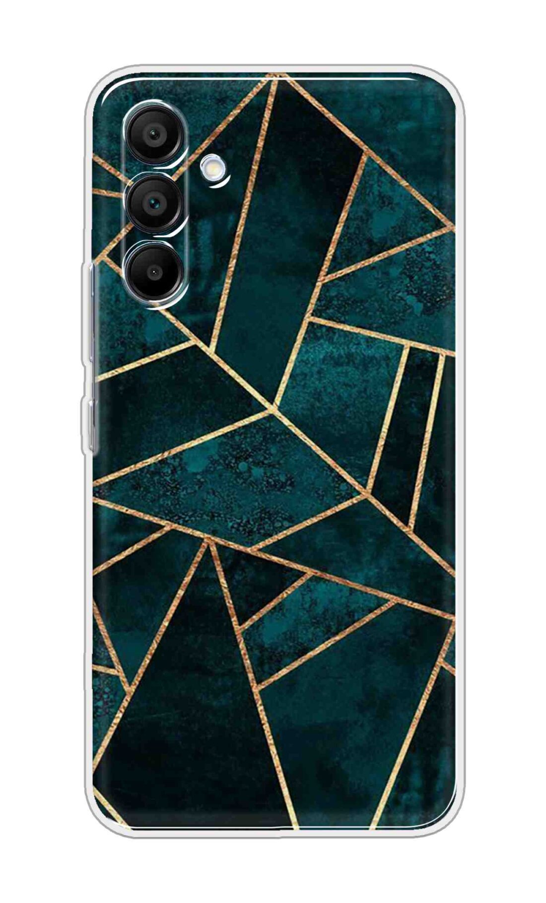 Printed TPU Back Cover For Samsung Galaxy M16 5G - Dark Green Golden Abstract D14984