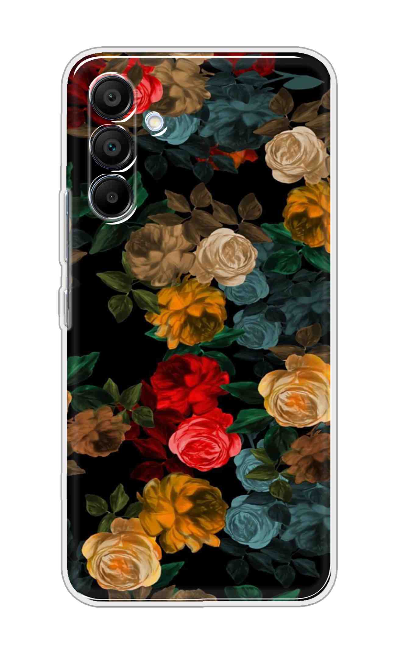 Printed TPU Back Cover For Samsung Galaxy A56 5G - Beautiful Black Floral D15001