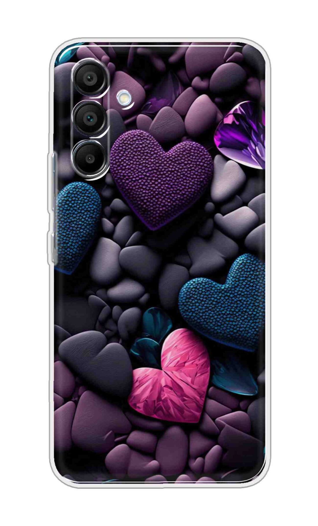 Printed TPU Back Cover For Samsung Galaxy A56 5G - Purple Hearts Design D16005