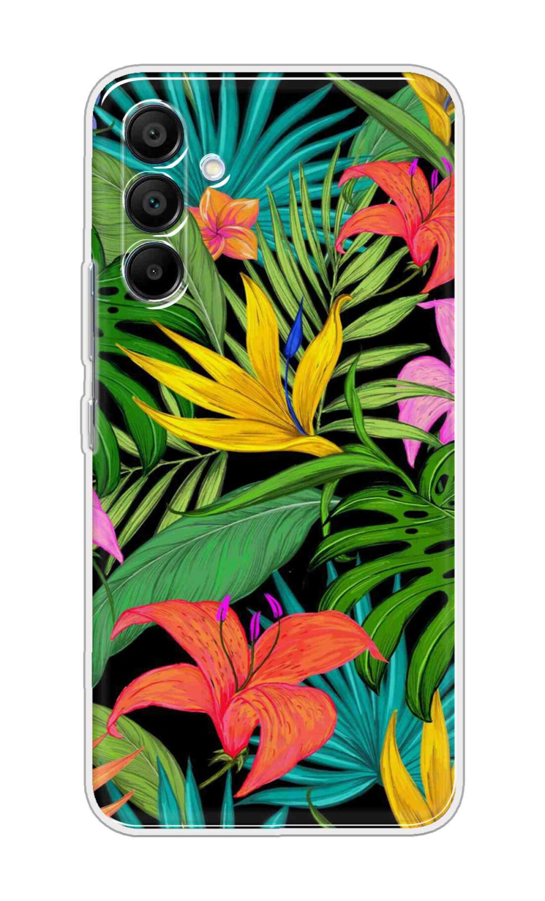 Printed TPU Back Cover For Samsung Galaxy M16 5G - Multi Flowers and Green Leafs Design D16027