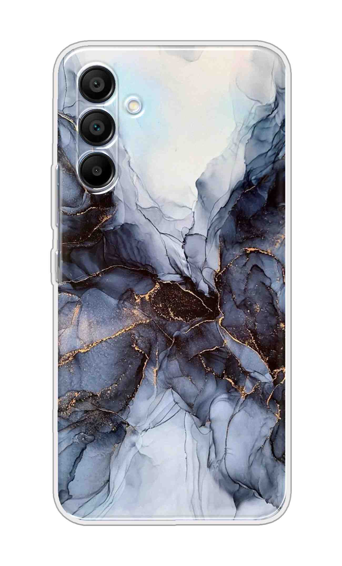 Printed TPU Back Cover For Samsung Galaxy A36 5G - Black Grey White Marble D16039