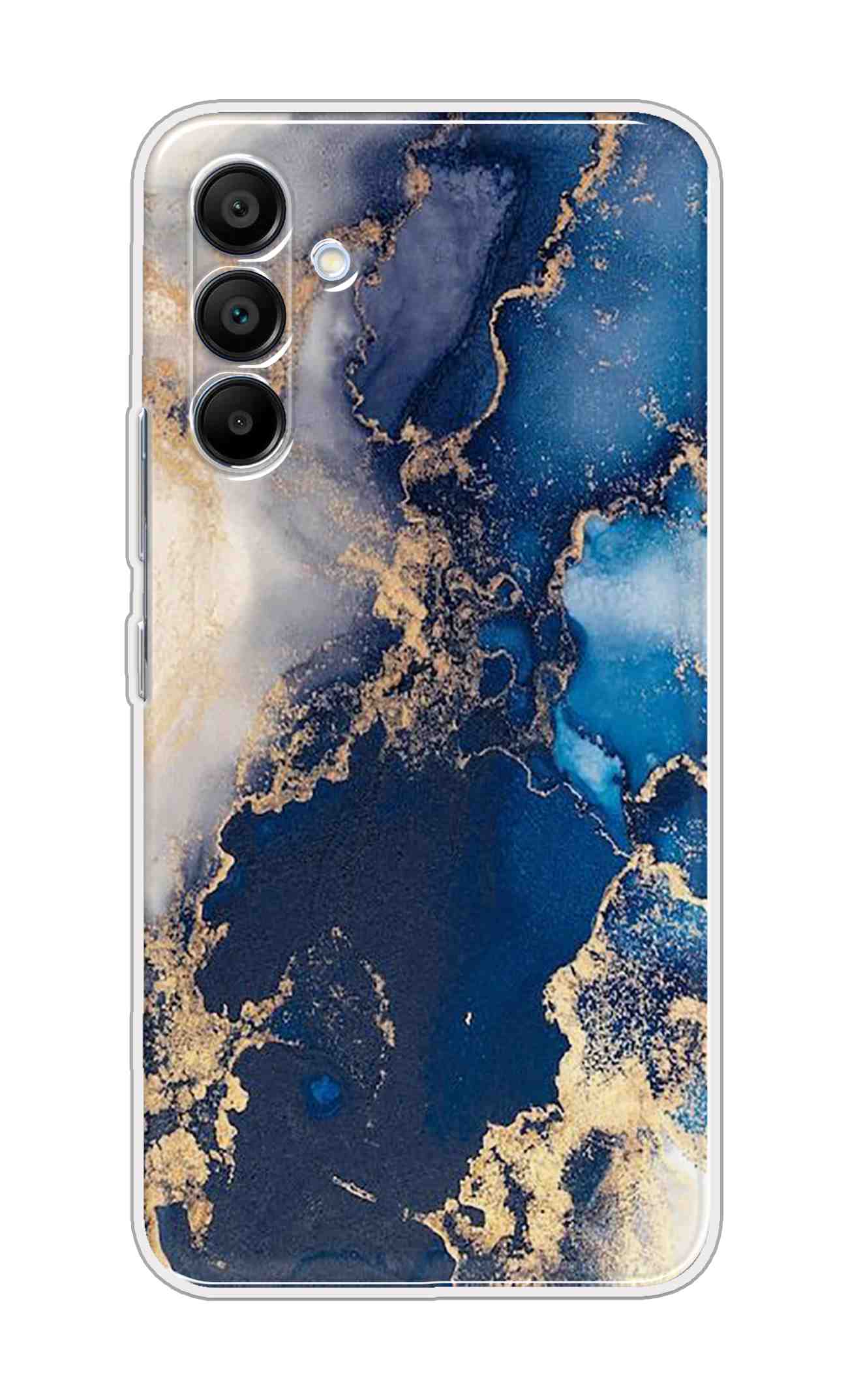 Printed TPU Back Cover For Samsung Galaxy M16 5G - Blue White Golden Marble D16177