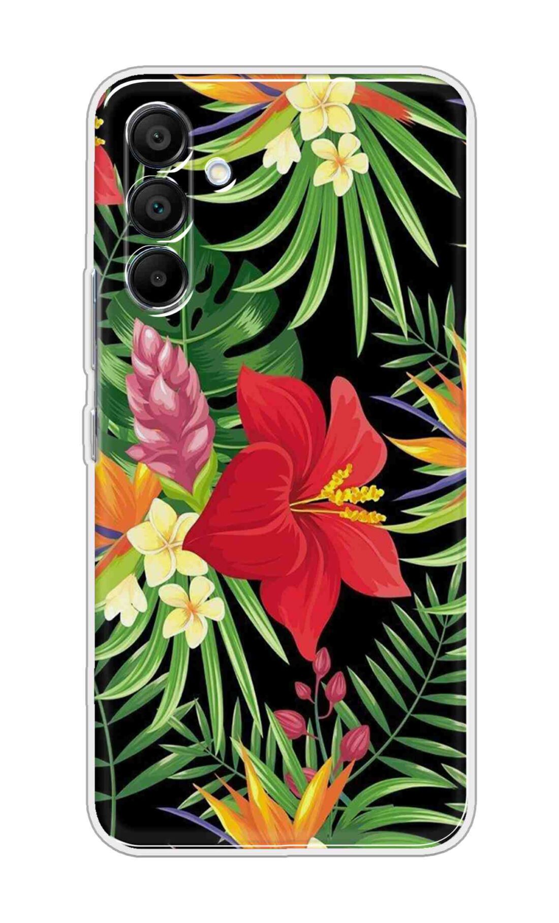 Printed TPU Back Cover For Samsung Galaxy A56 5G - Red Flower and Leaf Design D16208
