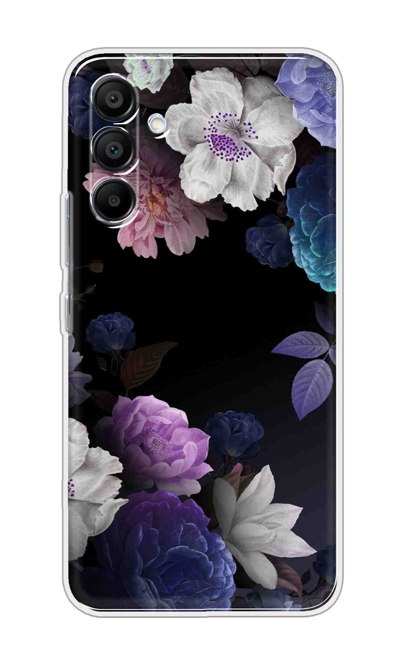 Printed TPU Back Cover For Samsung Galaxy A56 5G - Multi Flowers on Black D16262