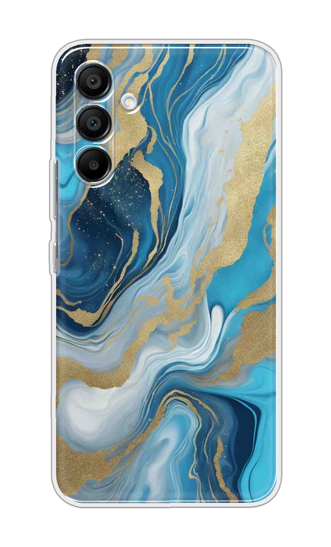 Printed TPU Back Cover For Samsung Galaxy M16 5G - Blue Wavy Marble D16488