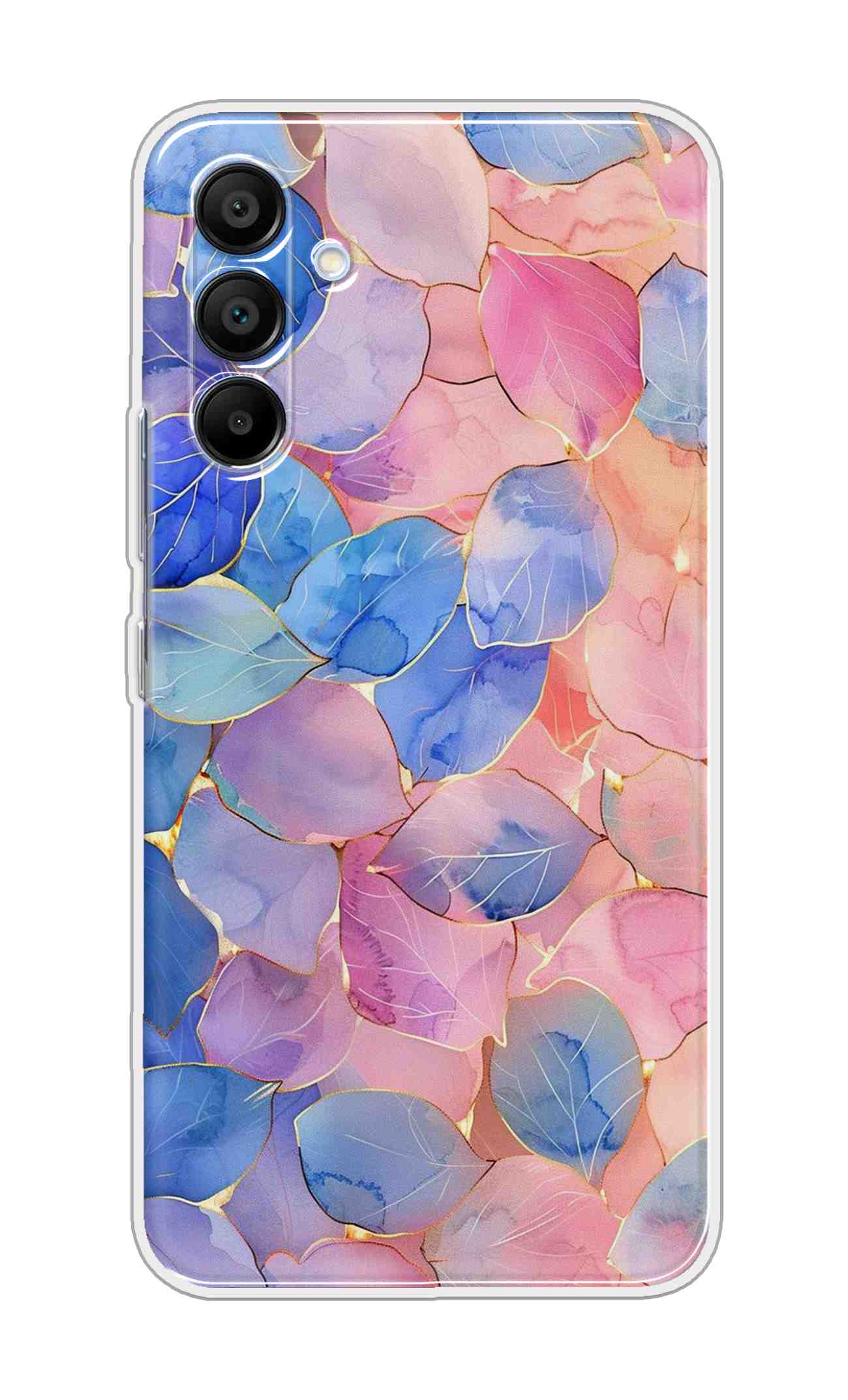 Printed TPU Back Cover For Samsung Galaxy M16 5G - Blue Orange Small Leafs D16491