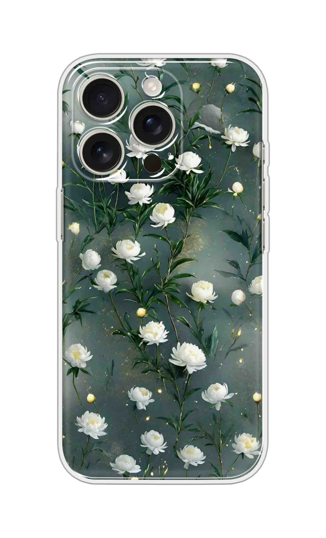 Printed Silicon Cover - Small White Roes Design D16599