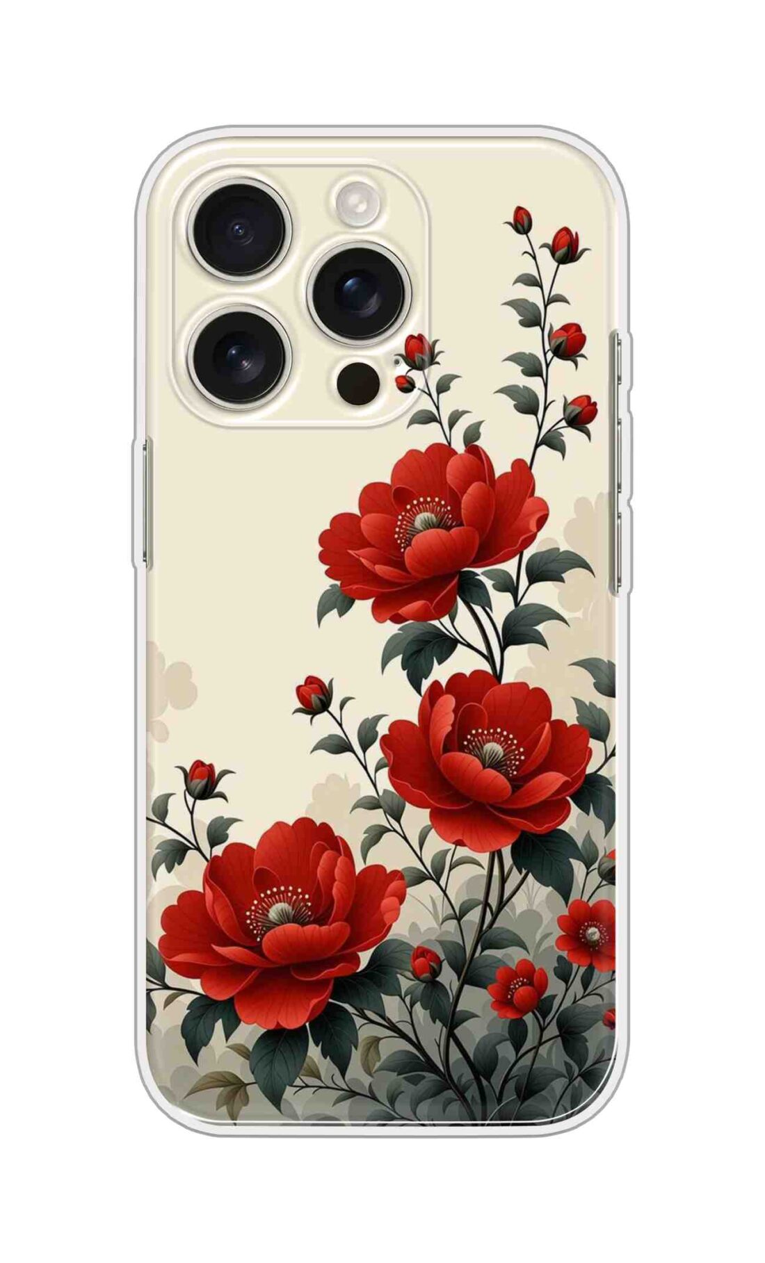 Printed Silicon Cover - Red Flowers Design D16605