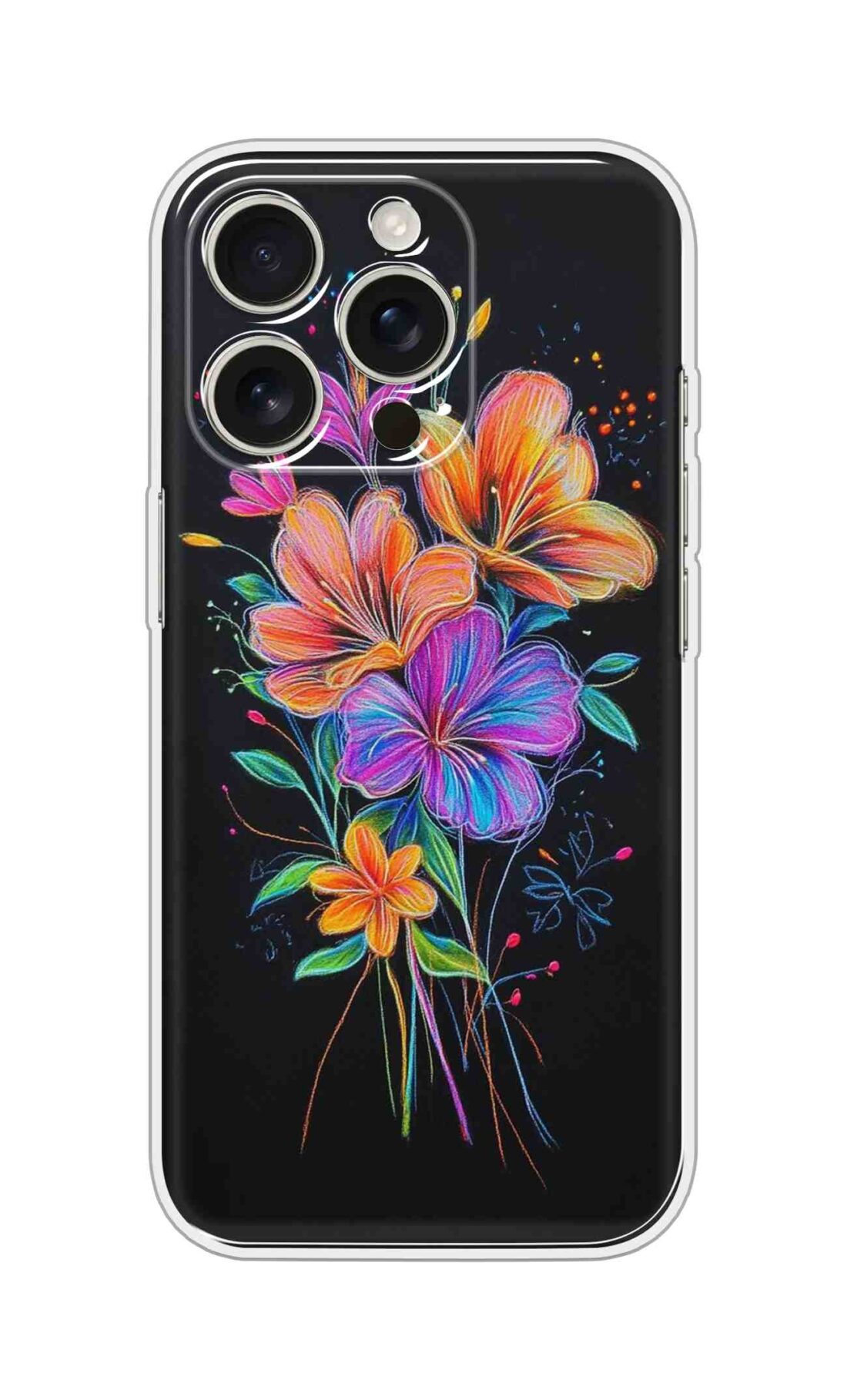 Printed Silicon Cover - Painting Flowers Design D16623