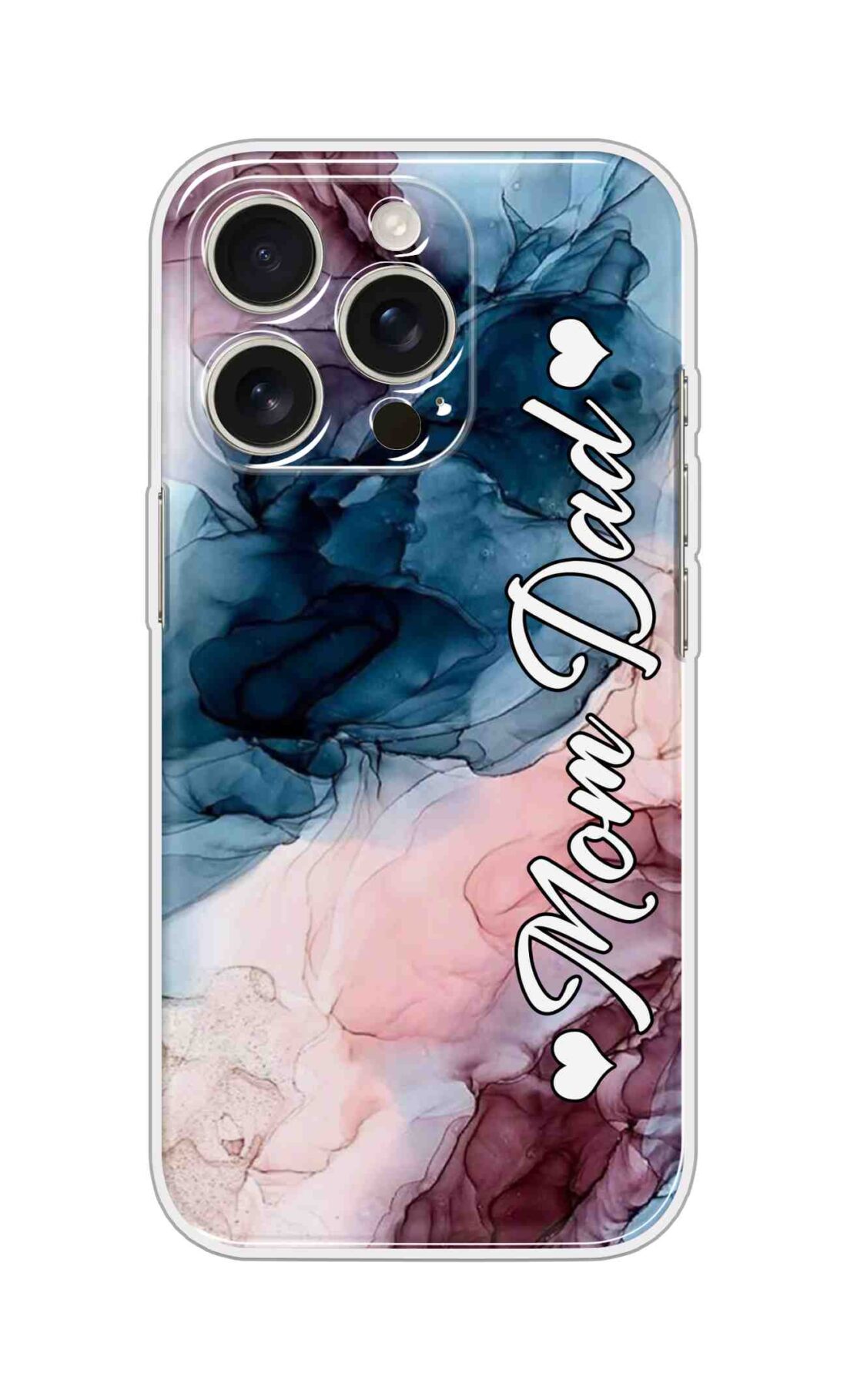 Printed Silicon Cover - Mom Dad On Colourful Marble D16654