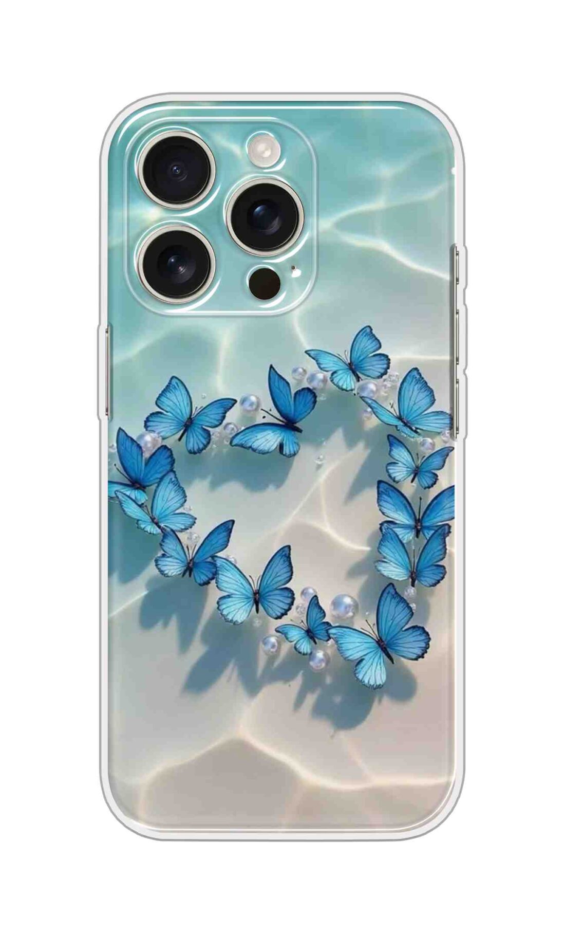 Printed Silicon Cover - Heart Shape Butterflyes Design D16676