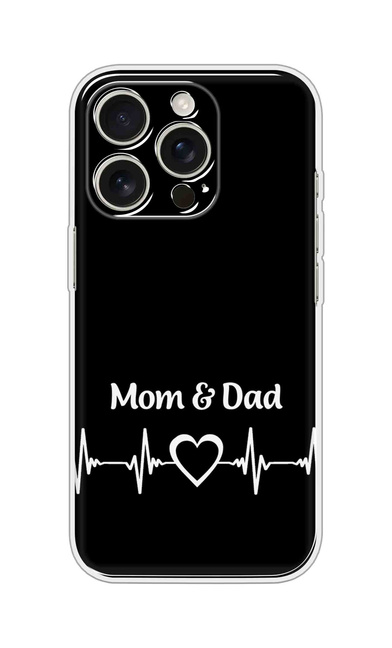 Mom And Dad With Heart On Black Background Design Back Cover D12378