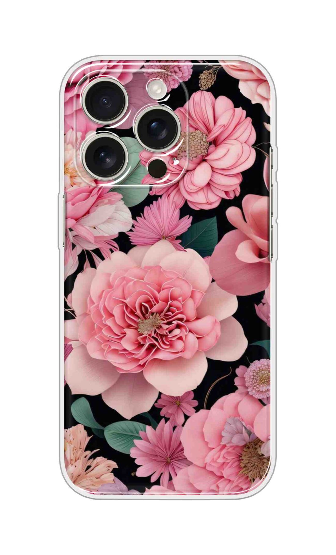 Printed Silicon Cover - Pink Floral Flowers Design D16233
