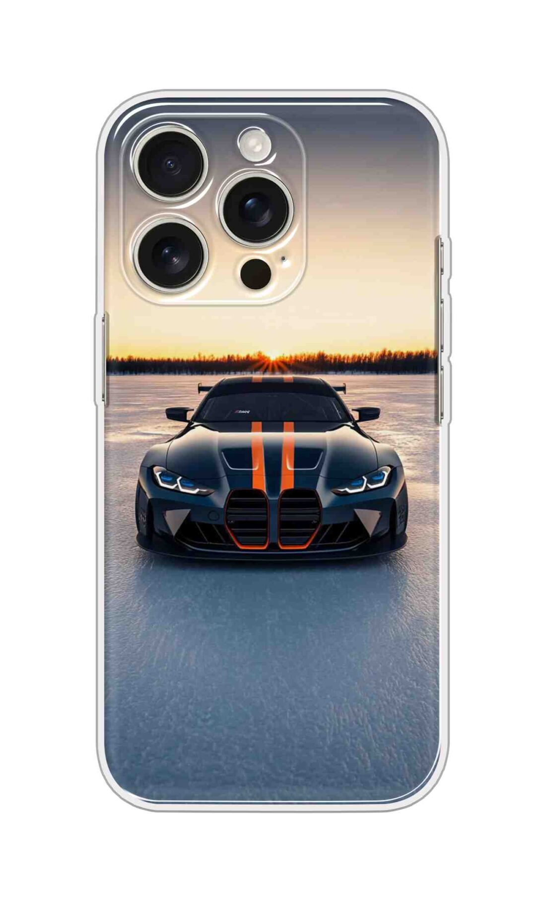 Printed Silicon Cover - Black Car And Red Lines On Car Design D16598