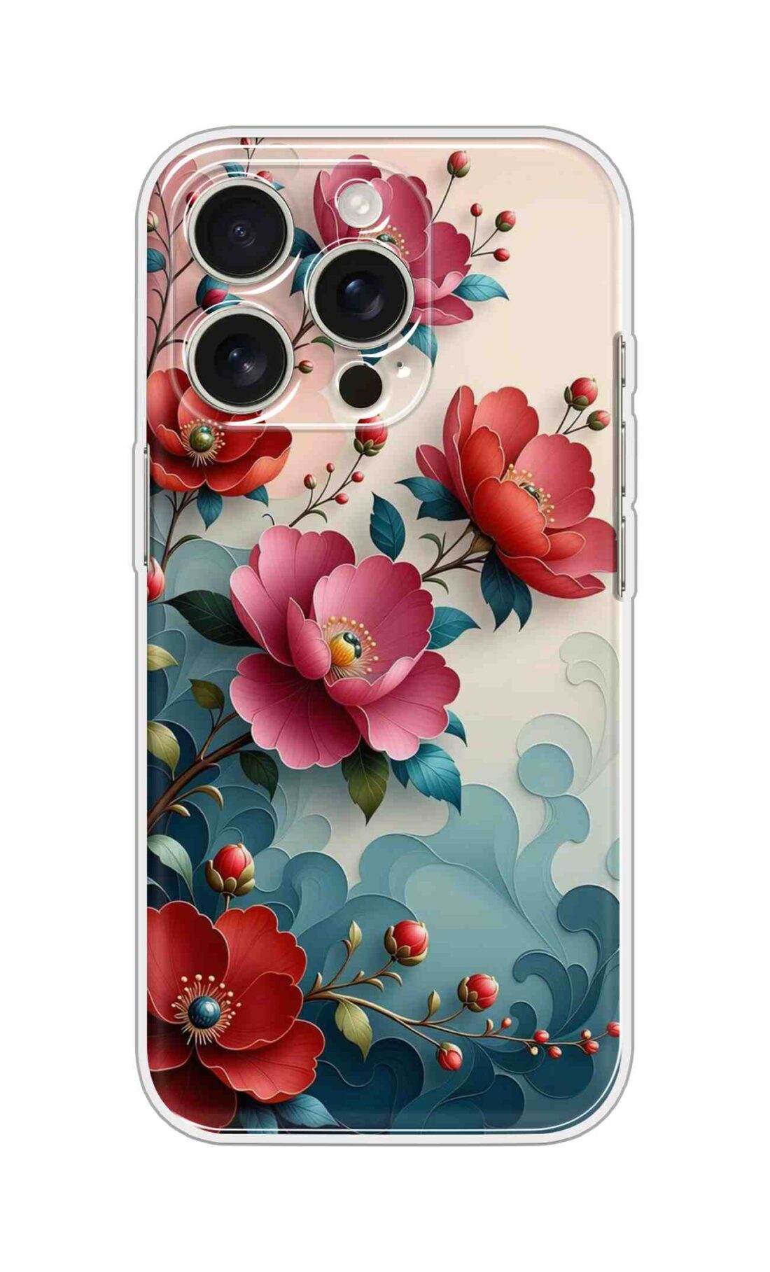 Printed Silicon Cover - Artifical Flowers Pattern D16619