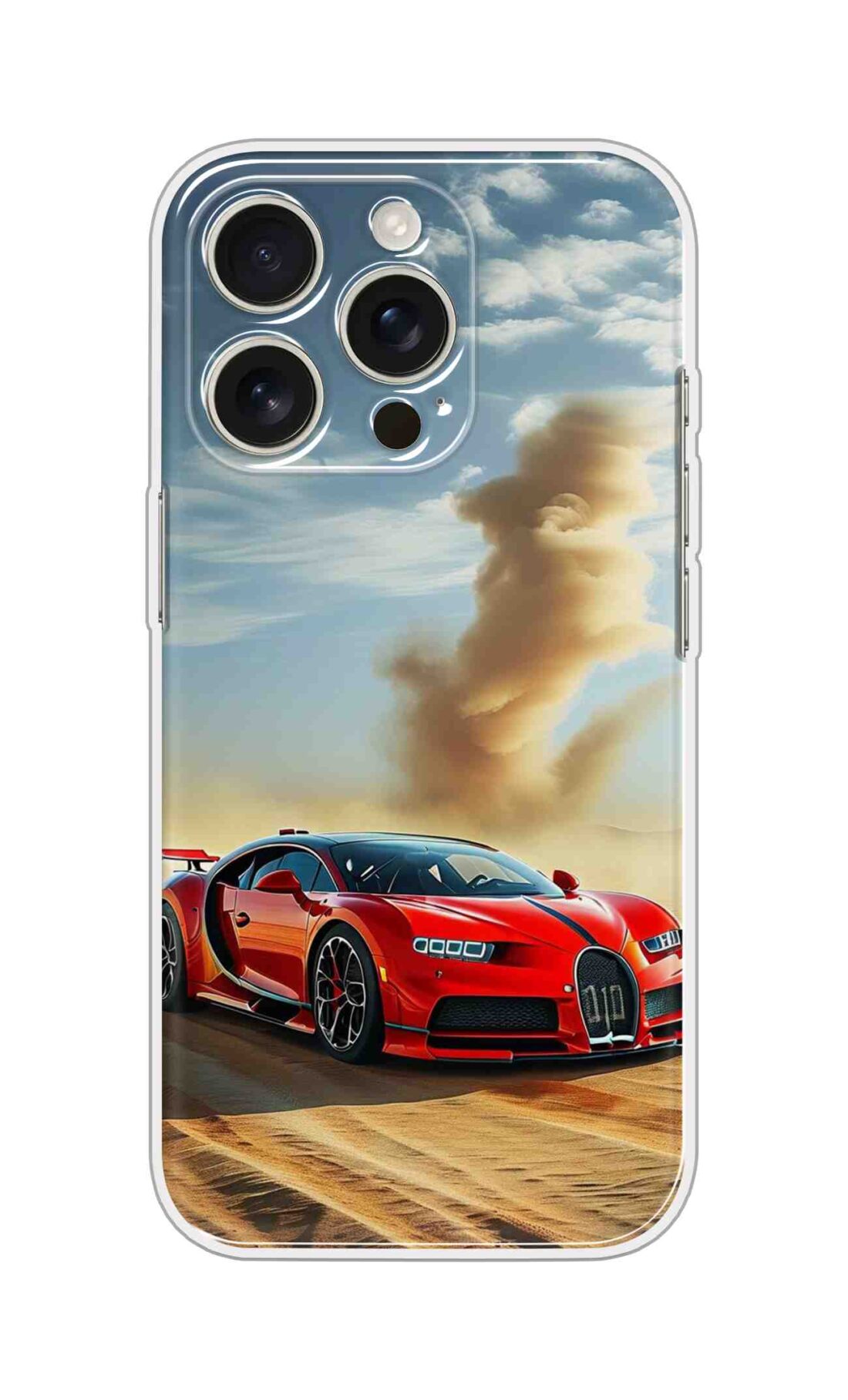 Printed Silicon Cover - Red Car With Sand Design D16634