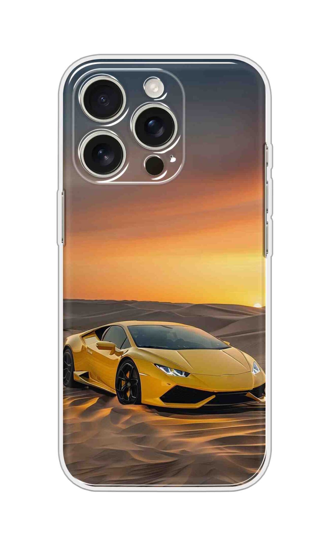Printed Silicon Cover - Yellow Big Car With Sand Design D16639