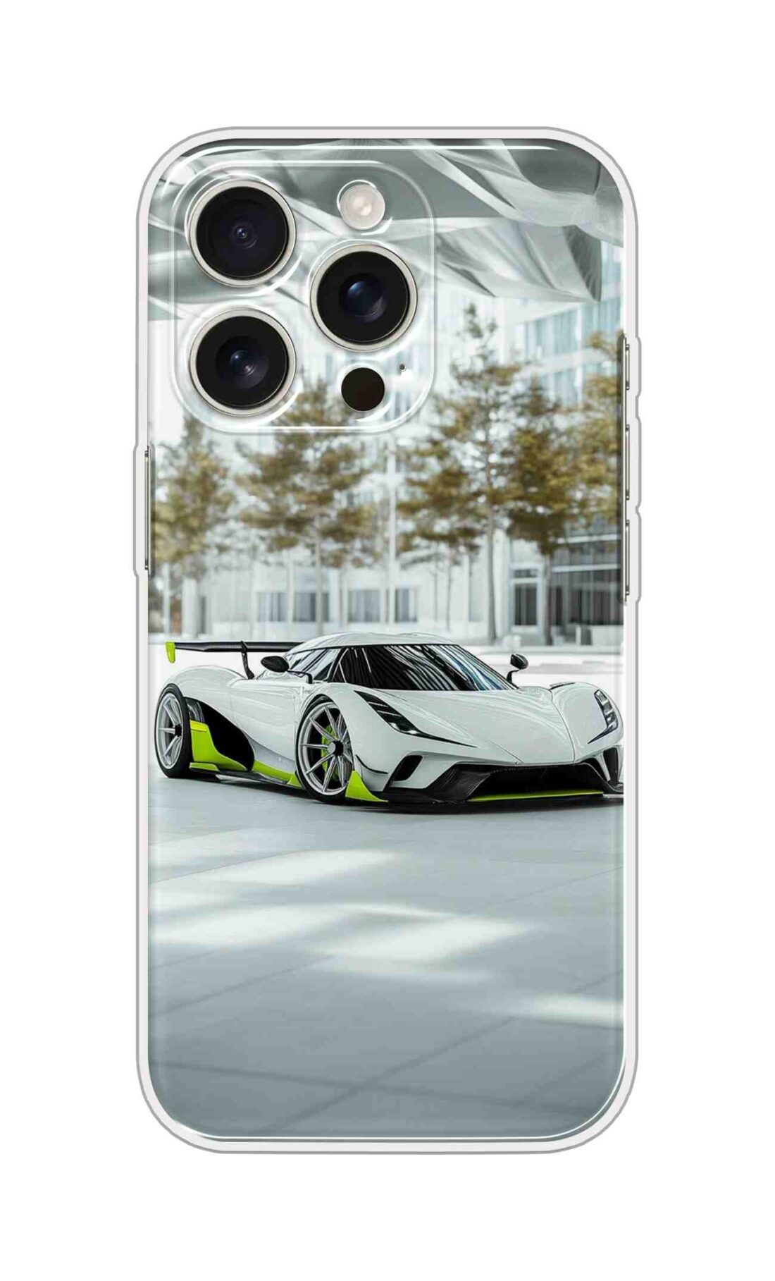Printed Silicon Cover - White Car In White Design D16718