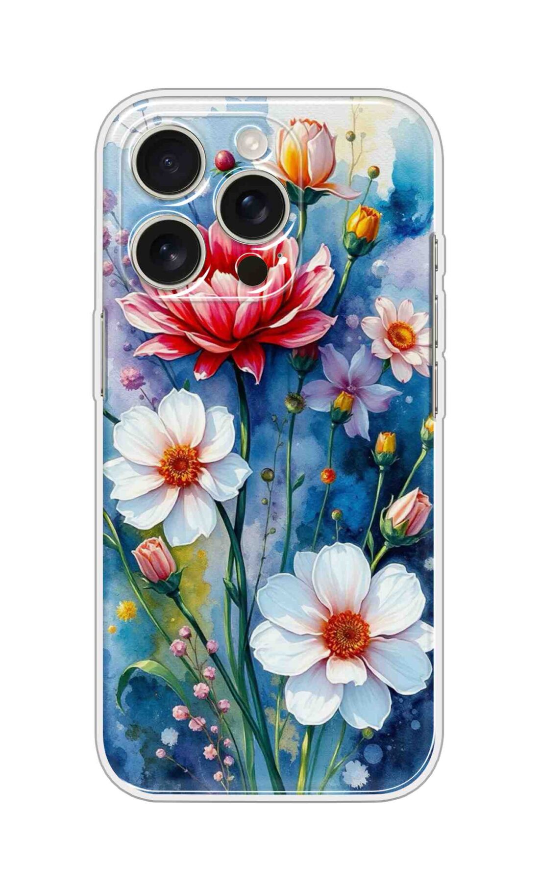 Printed Silicon Cover - Mix Flowers Design D16729