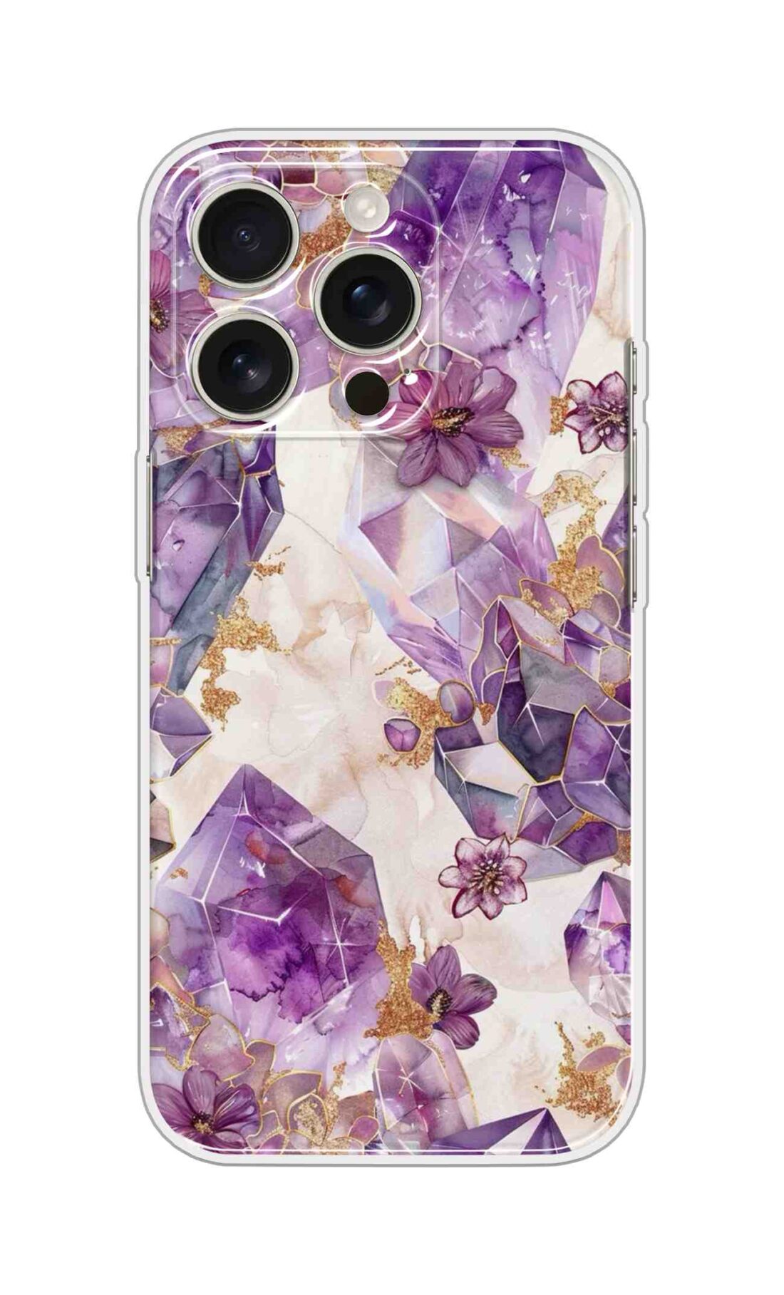 Printed Silicon Cover - Purple Anti Colour Flowers D16737